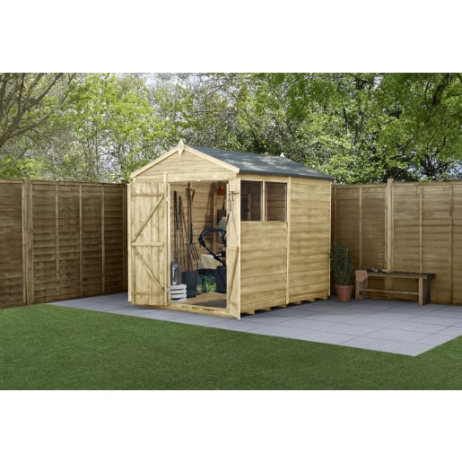 Forest Garden 4LIFE Apex Shed 6x8 Double Door 2 Window - Installed