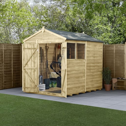 Forest Garden 4LIFE Apex Shed 6x8 Double Door 2 Window - Installed