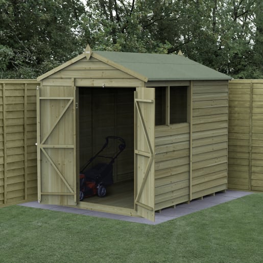 Forest Garden 4LIFE Apex Shed 6x8 Double Door 2 Window - Installed