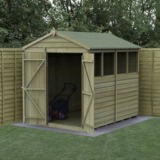 Forest Garden 4LIFE Apex Shed 6x8 Double Door 4 Window - Installed