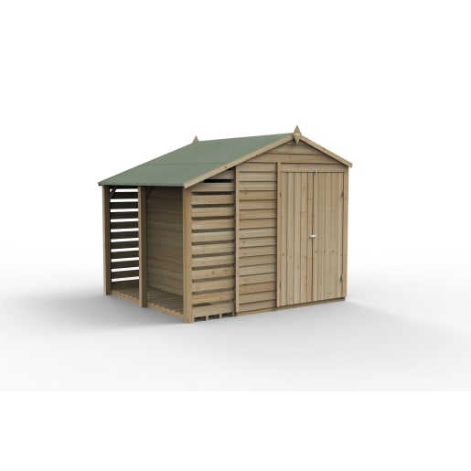 Forest Garden 4LIFE Apex Shed 6x8 Double Door No Windows With Lean-To - Installed