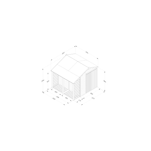 Forest Garden 4LIFE Apex Shed 6x8 Double Door No Windows With Lean-To - Installed