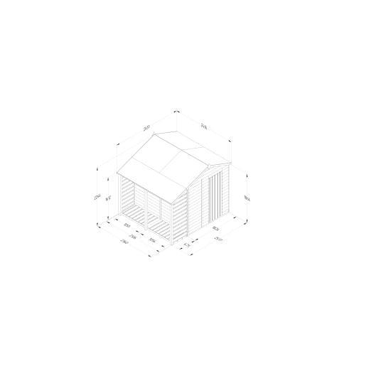 Forest Garden 4LIFE Apex Shed 6x8 Single Door No Windows With Lean-To