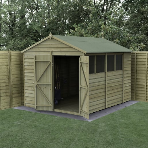 Forest Garden 4LIFE Apex Shed 8x10 Double Door 4 Window - Installed