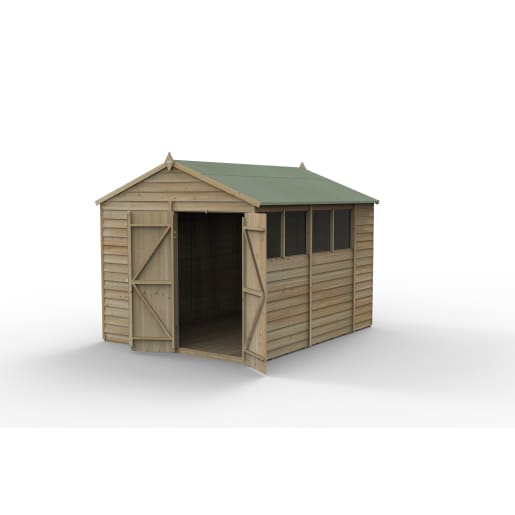 Forest Garden 4LIFE Apex Shed 8x10 Double Door 4 Window - Installed