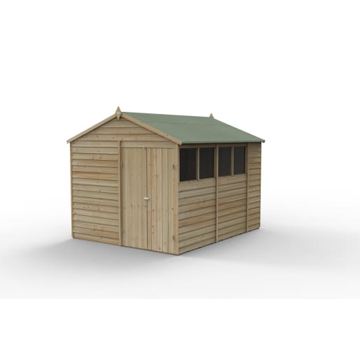 Forest Garden 4LIFE Apex Shed 8x10 Double Door 4 Window - Installed