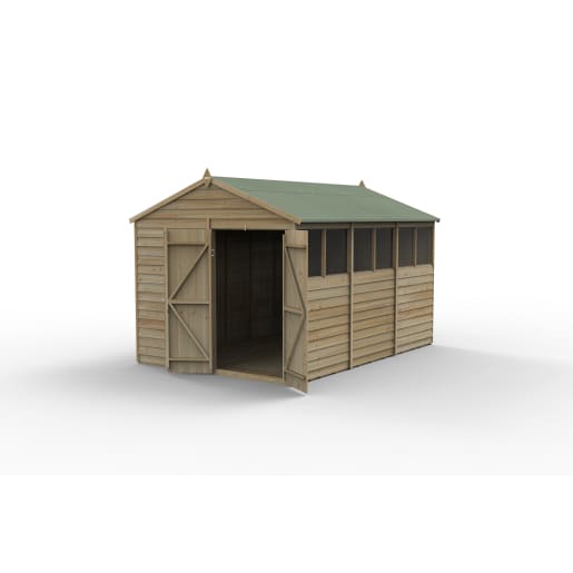Forest Garden 4LIFE Apex Shed 8x12 Double Door 6 Window - Installed