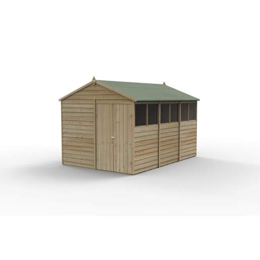 Forest Garden 4LIFE Apex Shed 8x12 Double Door 6 Window - Installed