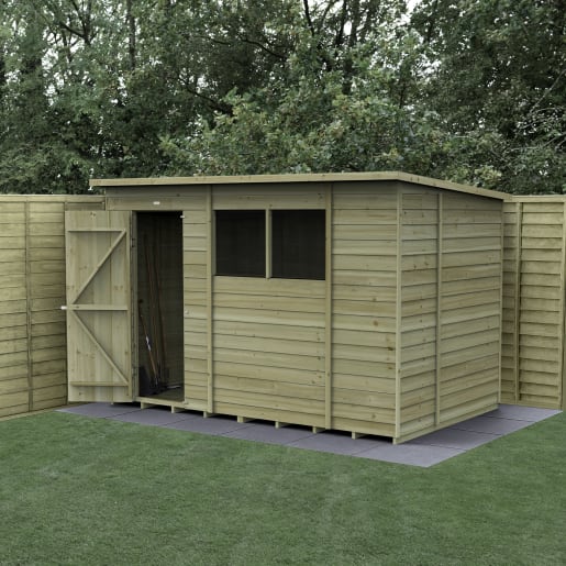 Forest Garden 4LIFE Pent Shed 10x6 Single Door 2 Windows - Installed