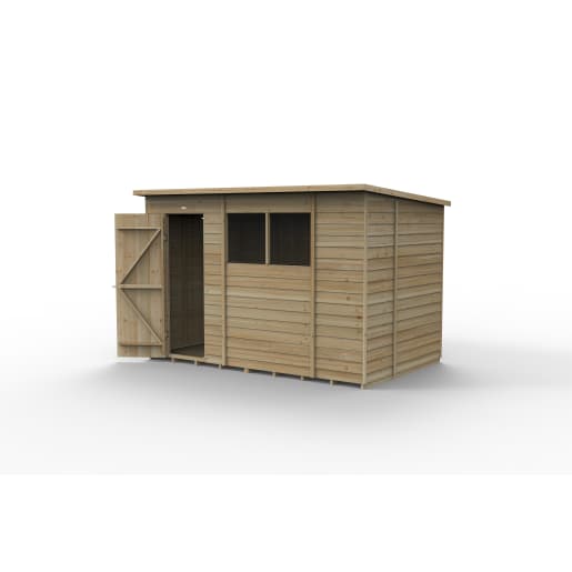Forest Garden 4LIFE Pent Shed 10x6 Single Door 2 Windows - Installed