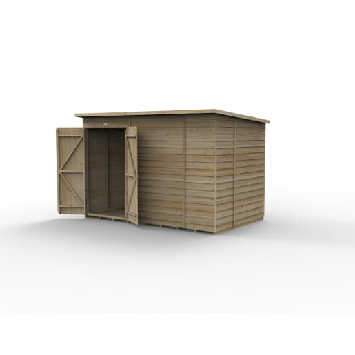 Forest Garden 4LIFE Pent Shed 10x6 Single Door No Windows - Installed
