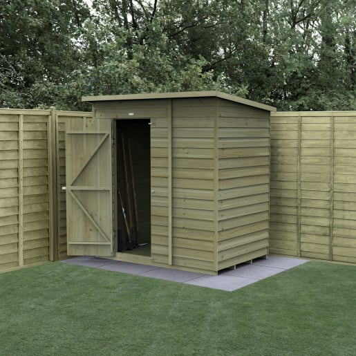 Forest Garden 4LIFE Pent Shed 6x4 Single Door No Windows - Installed
