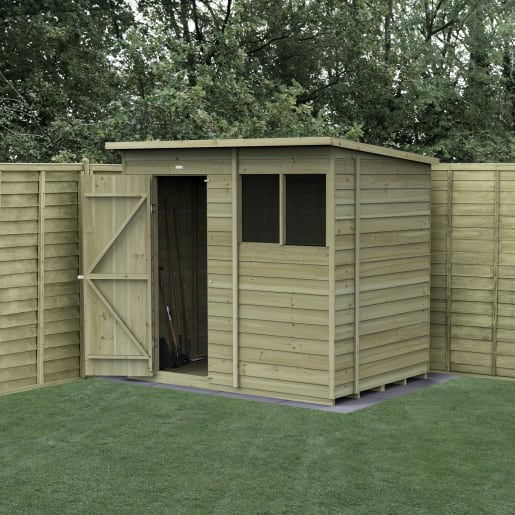 Forest Garden 4LIFE Pent Shed 7x5 Single Door 2 Windows - Installed