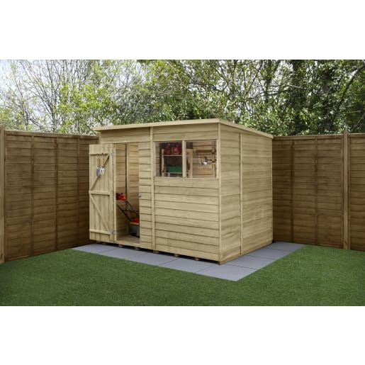 Forest Garden 4LIFE Pent Shed 8x6 Single Door 2 Windows - Installed