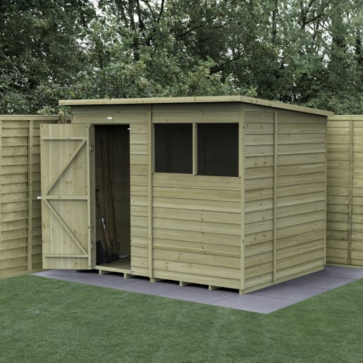 Forest Garden 4LIFE Pent Shed 8x6 Single Door 2 Windows - Installed