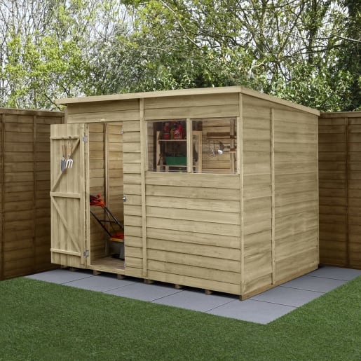 Forest Garden 4LIFE Pent Shed 8x6 Single Door 2 Windows - Installed