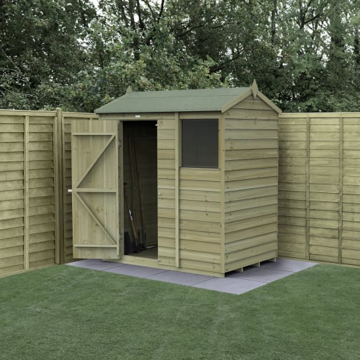 Forest Garden 4LIFE Reverse Apex Shed 6x4 Single Door 1 Window - Installed