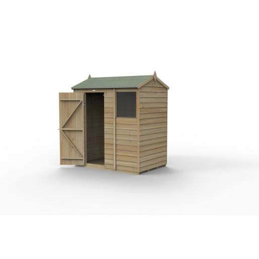 Forest Garden 4LIFE Reverse Apex Shed 6x4 Single Door 1 Window - Installed