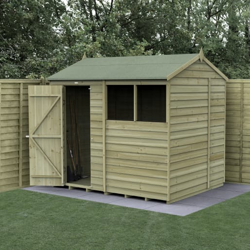 Forest Garden 4LIFE Reverse Apex Shed 8x6 Single Door 2 Windows - Installed