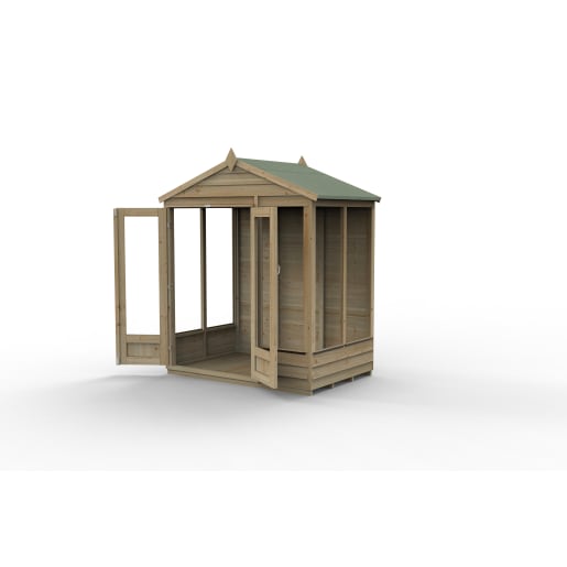 Forest Garden 4LIFE Apex Summerhouse 6x4 Double Door 5 Window - Installed