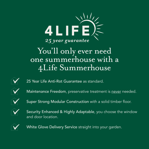Forest Garden 4LIFE Apex Summerhouse 8x10 Double Door 6 Window