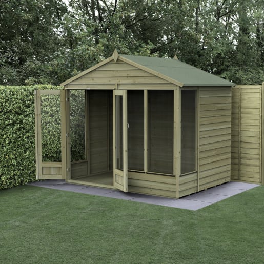 Forest Garden 4LIFE Apex Summerhouse 8x6 Double Door 4 Window - Installed