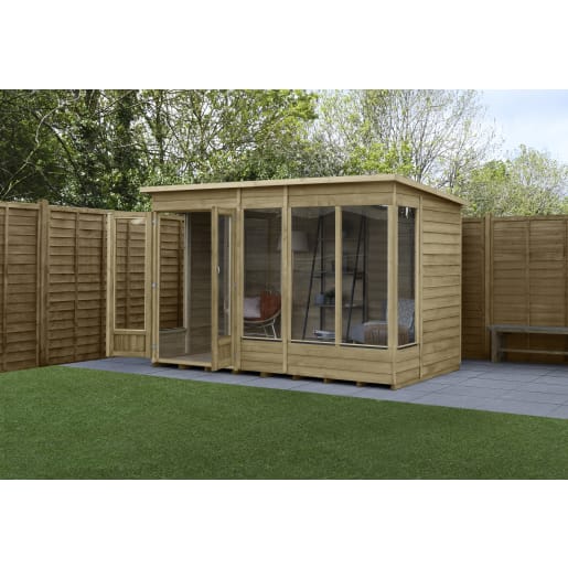Forest Garden 4LIFE Pent Summerhouse 10x6 Double Door 5 Window
