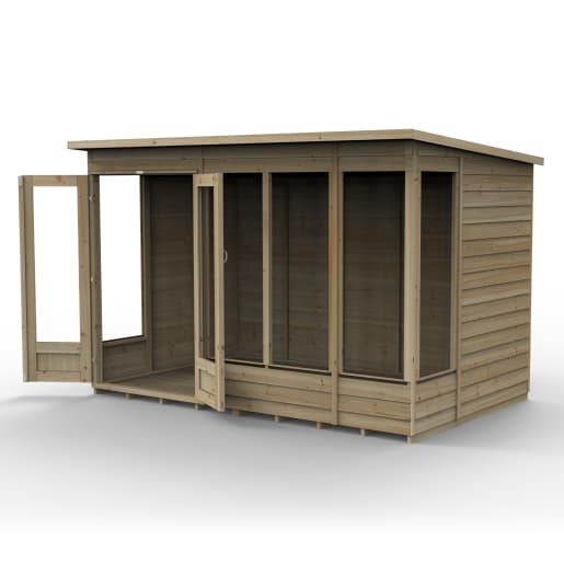 Forest Garden 4LIFE Pent Summerhouse 10x6 Double Door 5 Window