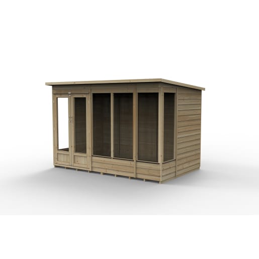 Forest Garden 4LIFE Pent Summerhouse 10x6 Double Door 5 Window - Installed
