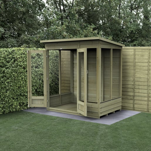Forest Garden 4LIFE Pent Summerhouse 6x4 Double Door 5 Window