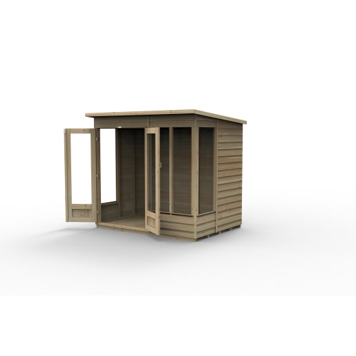 Forest Garden 4LIFE Pent Summerhouse 7x5 Double Door 4 Window - Installed