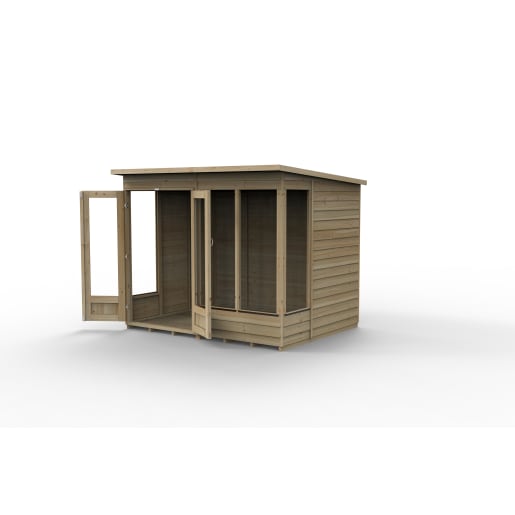 Forest Garden 4LIFE Pent Summerhouse 8x6 Double Door 4 Window - Installed
