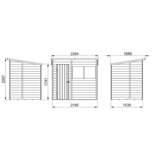 Forest Overlap Pressure Treated Pent Shed 7 x 5ft