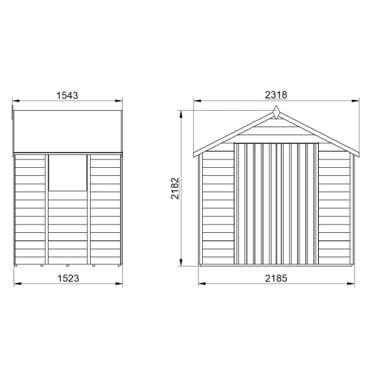 Forest Overlap Pressure Treated Apex Shed 7 x 5ft