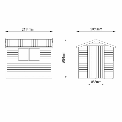 Forest Tongue & Groove Pressure Treated Apex Shed 8 x 6ft