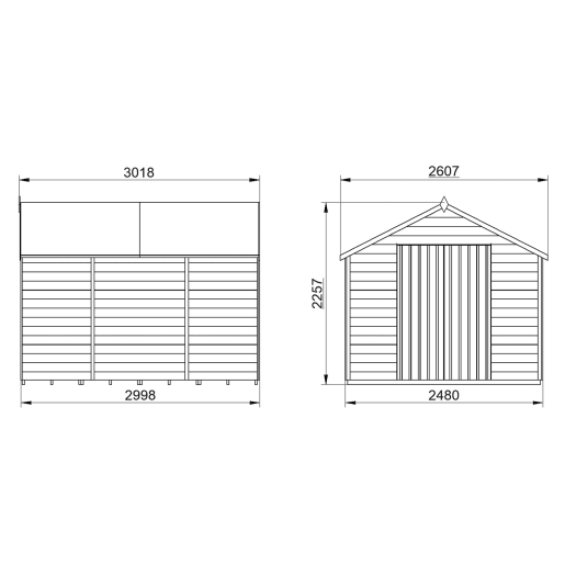 Forest Overlap Pressure Treated Double Door Apex Shed without Windows 10 x 8ft