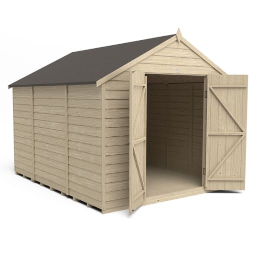 Forest Overlap Pressure Treated Double Door Apex Shed without Windows 10 x 8ft