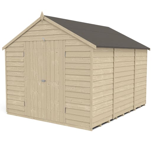 Forest Overlap Pressure Treated Double Door Apex Shed without Windows 10 x 8ft