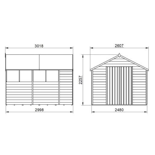 Forest Overlap Pressure Treated Double Door Apex Shed 10 x 8ft