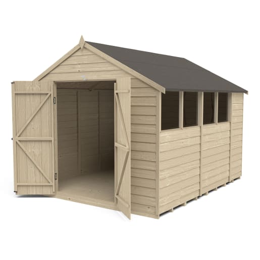 Forest Overlap Pressure Treated Double Door Apex Shed 10 x 8ft