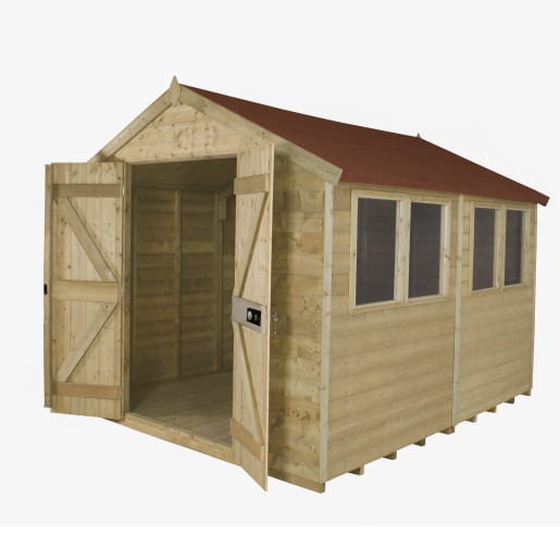 Forest Shiplap Pressure Treated Double Door Apex Shed 10 x 8ft