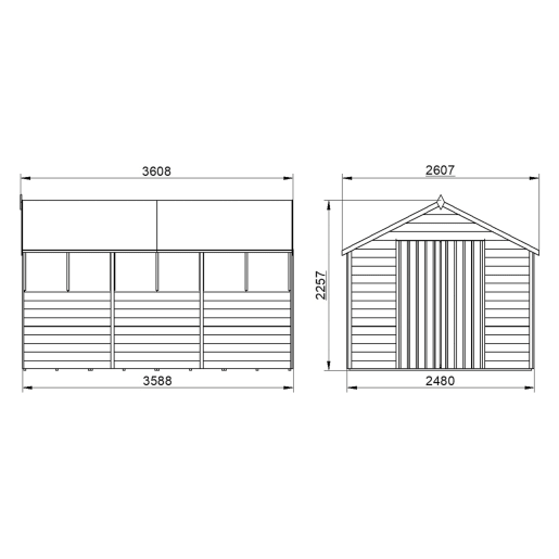 Forest Overlap Pressure Treated Double Door Apex Shed 12 x 8ft