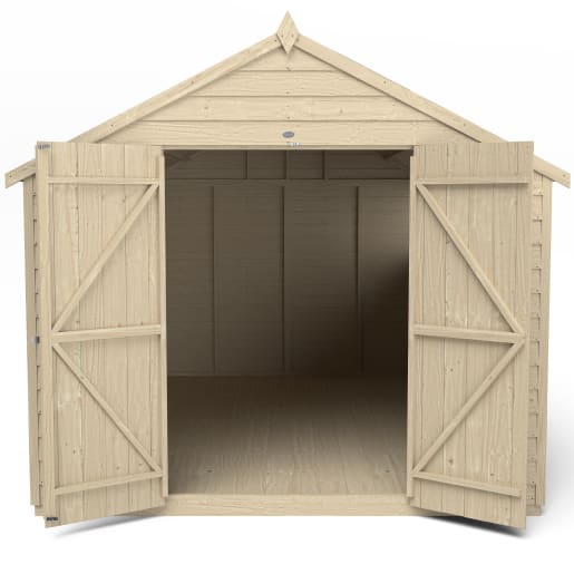 Forest Overlap Pressure Treated Double Door Apex Shed 12 x 8ft