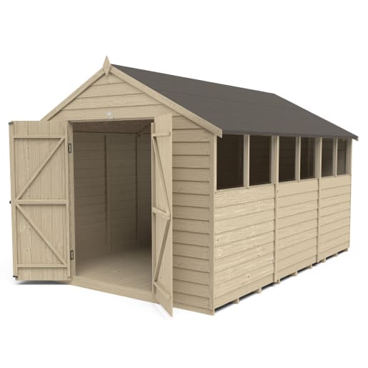 Forest Overlap Pressure Treated Double Door Apex Shed 12 x 8ft