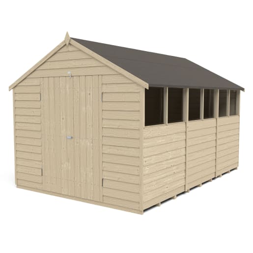 Forest Overlap Pressure Treated Double Door Apex Shed 12 x 8ft