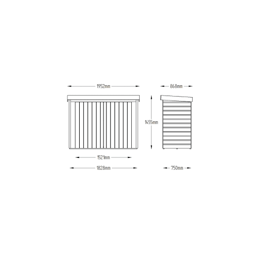 Forest Shiplap Pent Pressure Treated Large Outdoor Store 1450 x 1950 x 870mm