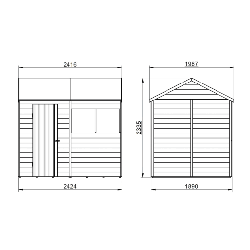 Forest Overlap Pressure Treated Reverse Apex Shed 8 x 6ft