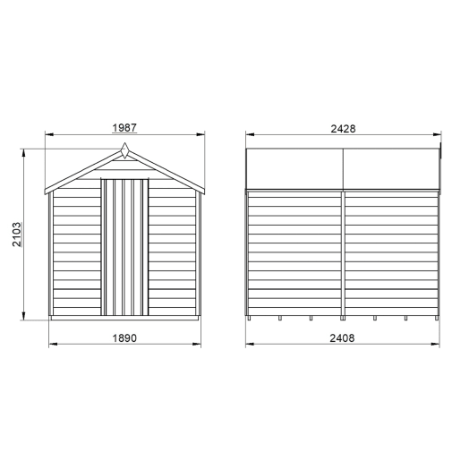 Forest Overlap Pressure Treated Apex Shed without Windows 8 x 6ft