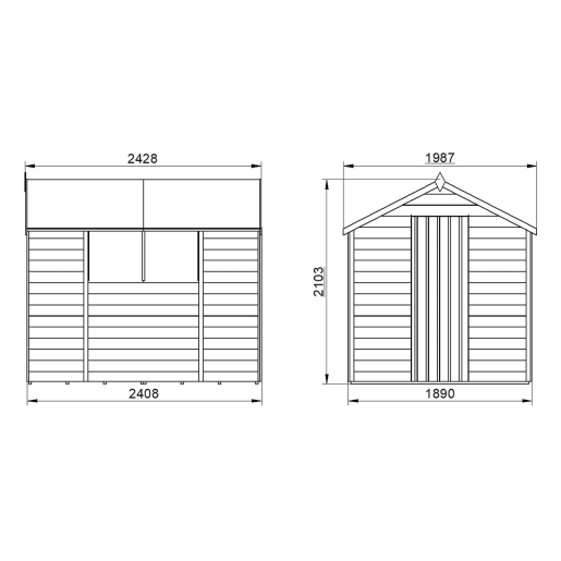 Forest Overlap Pressure Treated Apex Shed 8 x 6ft