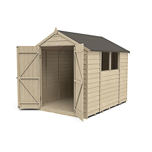 Forest Overlap Pressure Treated Double Door Apex Shed 8 x 6ft